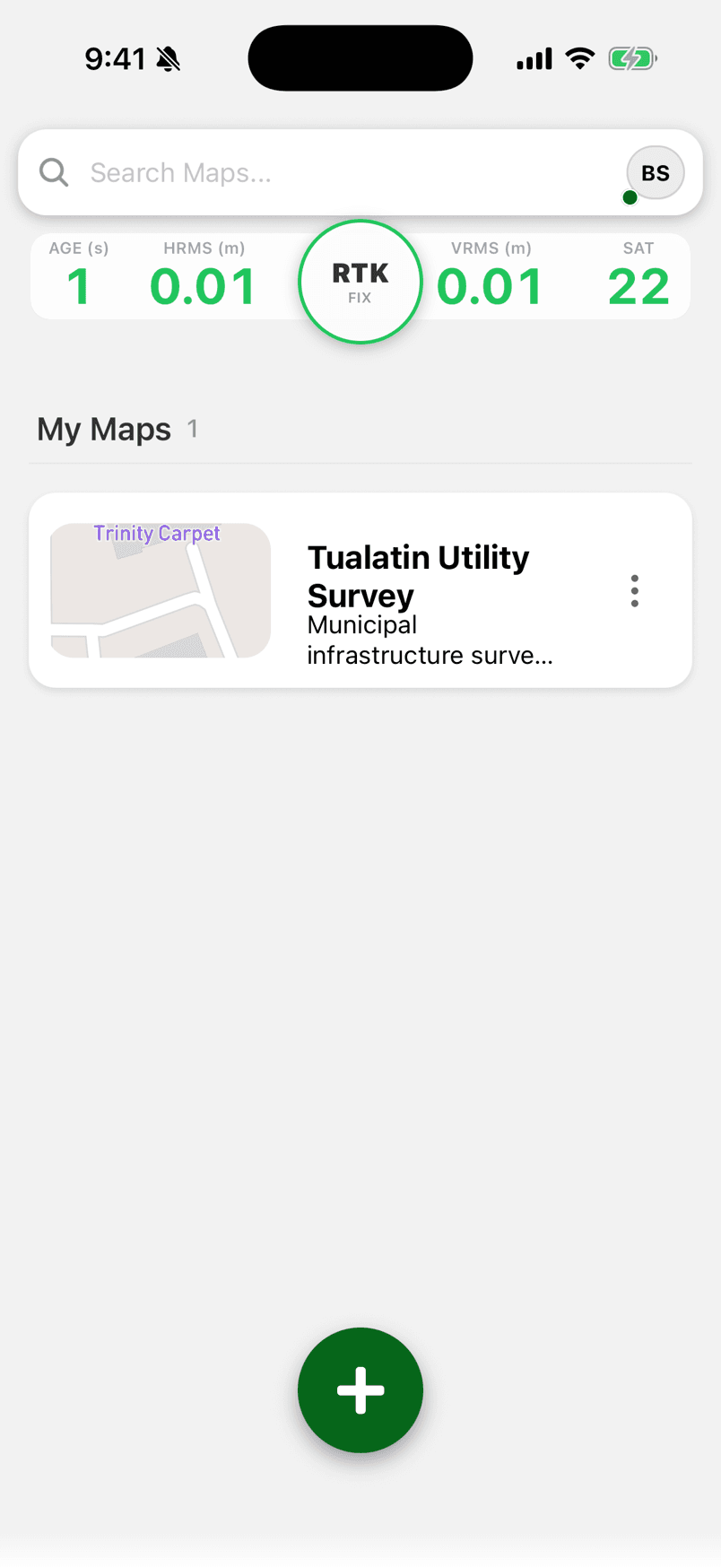 FastXY home screen with a populated project list