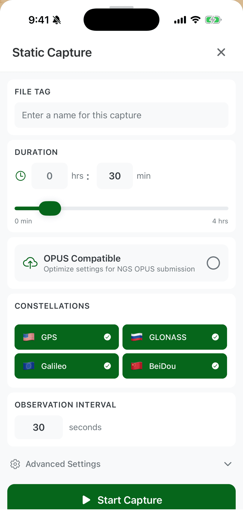 FastXY static capture with OPUS submission toggle and constellation selection