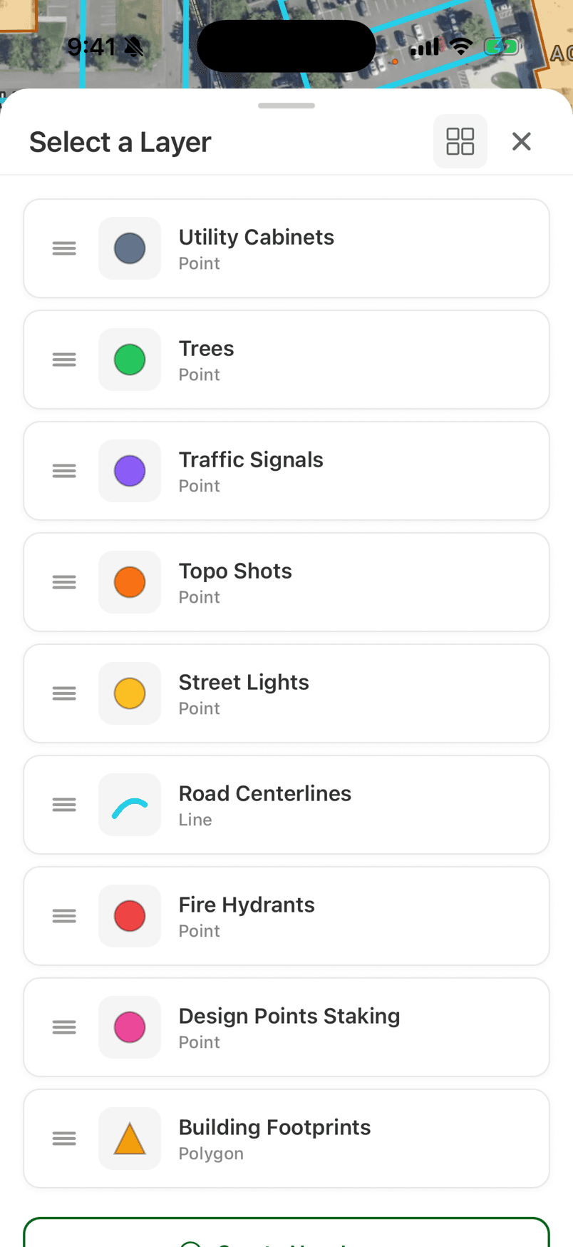 FastXY layer picker with color-coded survey layers